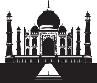 a black color design of Tajmahal vector