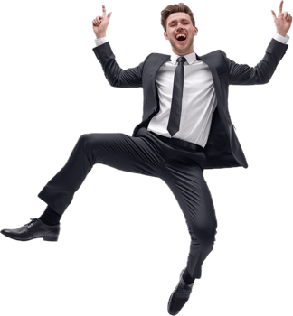Excited Businessman Jumping in Joy. png