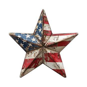 Star with USA Flag on it on Transparent Background png