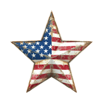 Star with USA Flag on it on Transparent Background png