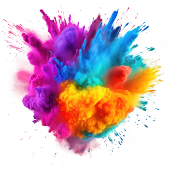 colorful powder explosion on transparent background png