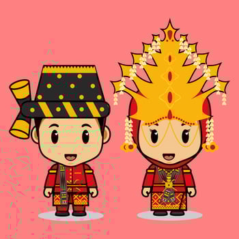 North Sumatran traditional clothes for weddings or traditional events, from Indonesia vector