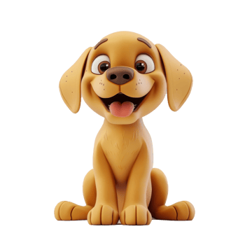 A cute cartoon dog with big eyes and a happy expression on its face. png
