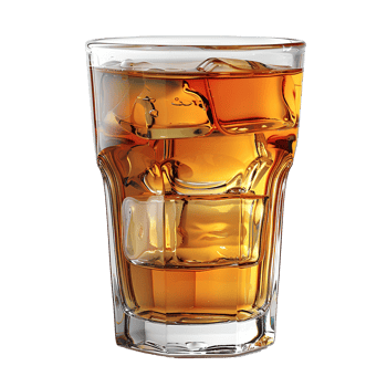 Glass of peach ice tea . Lemon ice tea as summertime refreshment isolated. Glass of ice tea with lemon slice and ice cubes . Non alcoholic beverage in glass png