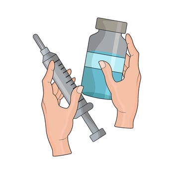 illustration of vaccine bottle and syringe vector