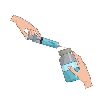illustration of vaccine bottle and syringe vector