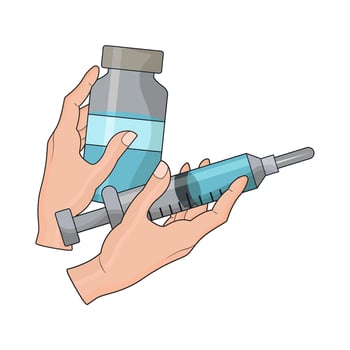 illustration of vaccine bottle and syringe vector