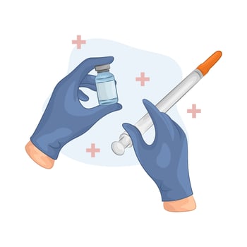 Illustration of vaccine bottle with syringe vector