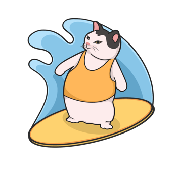 Surf Cat Summer Sticker Illustration png