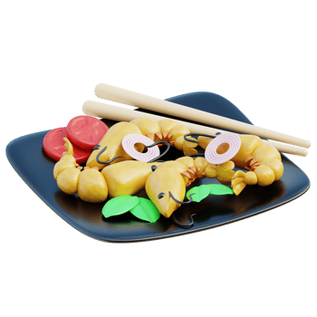fried shrimp 3d illustration png