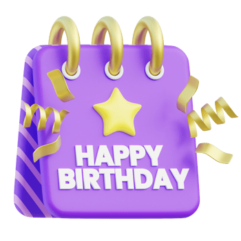 Birthday Day Calendar 3d illustration png