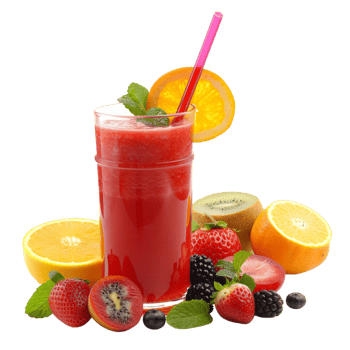 A glass of fresh fruit juice with a straw png