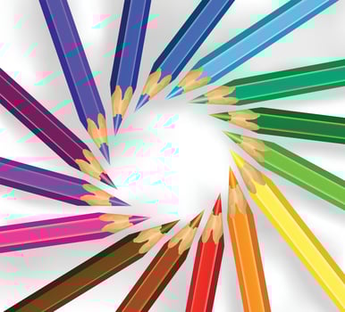 Colored pencils in a circle vector