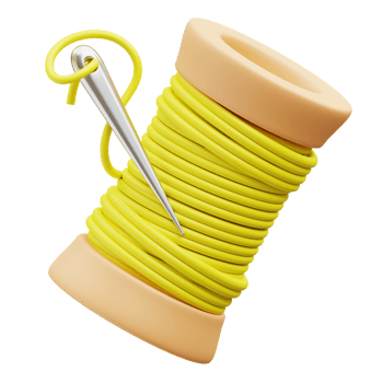 Sewing thread and needle 3d illustration png