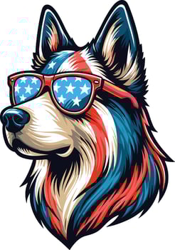 Beautiful Dog Illustration with USA Flag, Independence Day vector