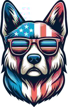 Beautiful Dog Illustration with USA Flag, Independence Day vector