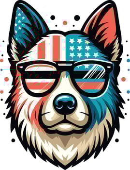 Beautiful Dog Illustration with USA Flag, Independence Day vector