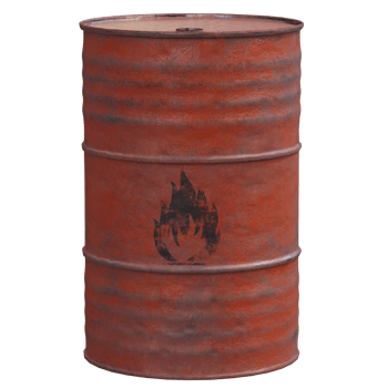 3d render flammable red oil drum with background transparent png