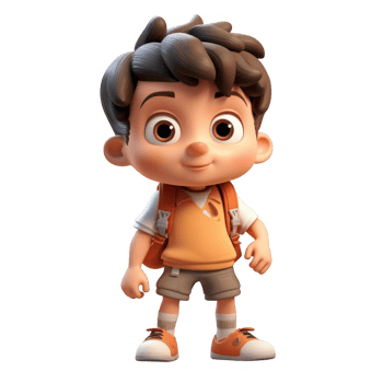 3d character cute kid on transparent background png
