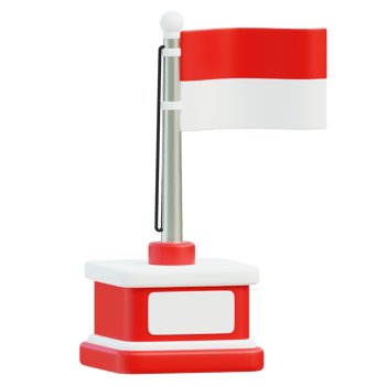 Indonesian Flag On Elegant Pole 3d illustration png