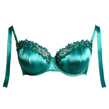 Luxurious satin balconette bra shimmering and flowing opulent jewel tones old Hollywood glamour png