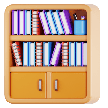 Bookshelf 3d illustration png