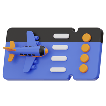 Flight Ticket 3d illustration png