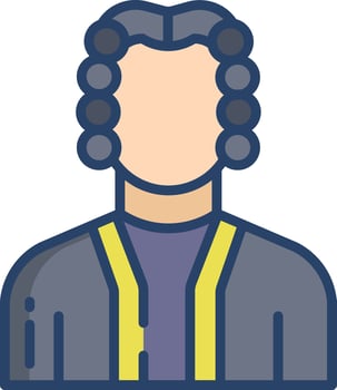 Judge Hammer linear color illustration vector