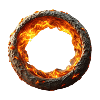 Ring of fire with flames on transparent background png