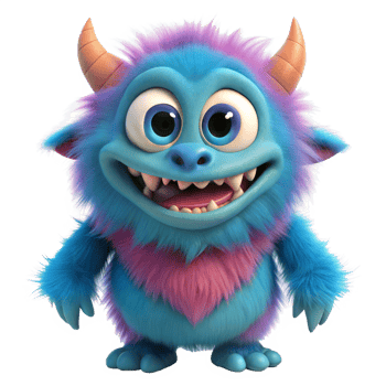 Cute colorful cartoon monster with transparent background png