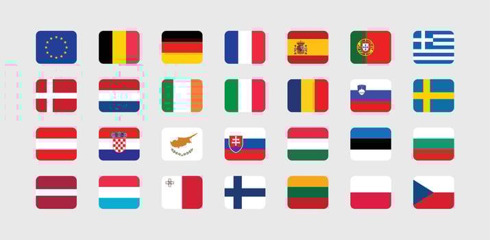 Flag of All European Union countries. European Union country Flag set. vector