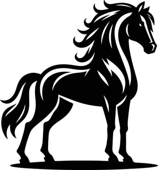 Running horse black silhouette illustration. vector