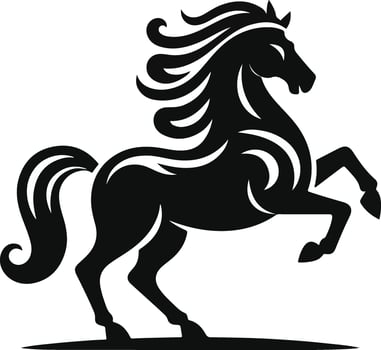 Running horse black silhouette illustration. vector