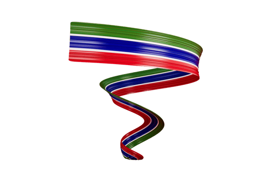 Twisted Gambia flag ribbon 3d illustration png