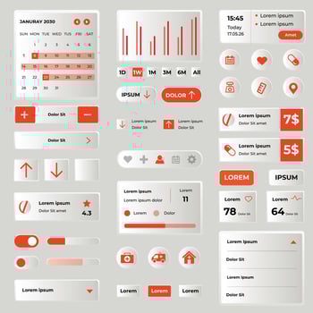 Gradient ui ux elements collection set vector