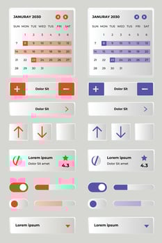 Gradient ui ux elements collection set vector