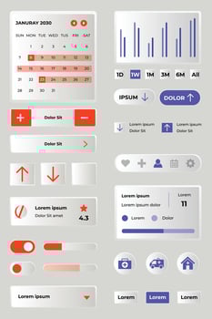 Gradient ui ux elements collection set vector