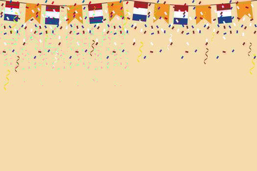 Netherlands flag bunting confetti background banner with copy space National Dutch flag festival illustration vector
