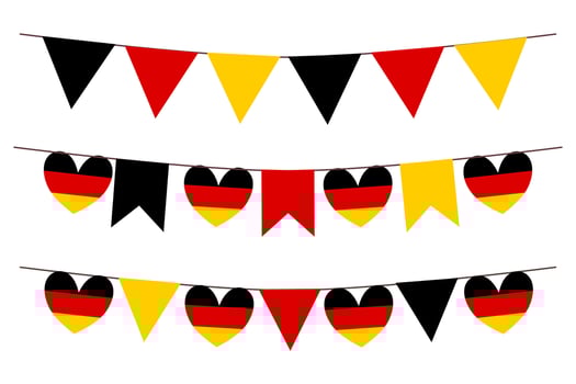 german flag bunting set. Flag elements heart triangle shape elements isolated on white background. vector