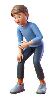 3D illustration of a person experiencing knee pain, indicating arthritis on a transparent background png