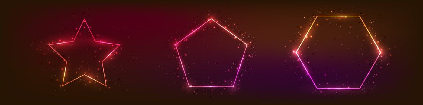 Set of neon frames with shining effects vector