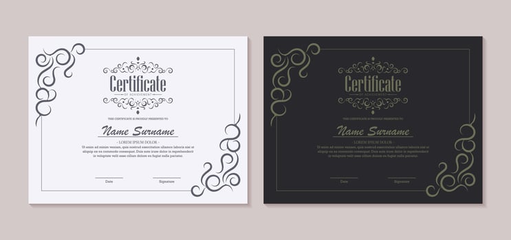 Classic certificate of achievement award template vector