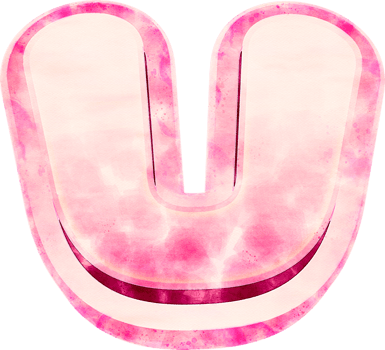 Pink Watercolor Letter U Typography png