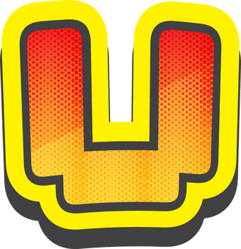 Letter U, Pixel Comic Alphabet png