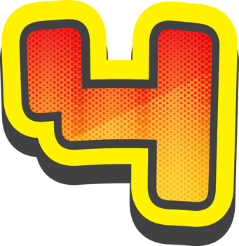 Number 4, Pixel Comic Alphabet png