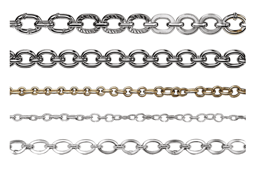 Set of Metal Chain Borders on transparent png