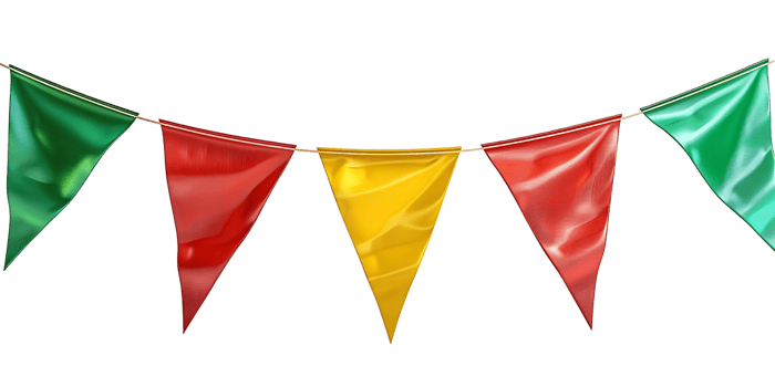 Cutout Party Flags in Green Yellow Red png