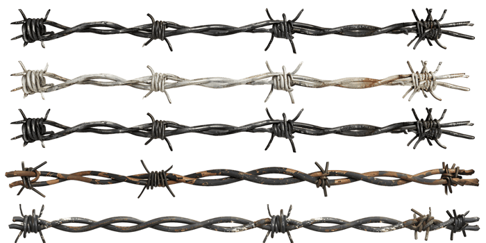 Isolated Barbed Wire Fence on transparent png