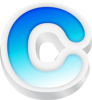 Letter C, Blue Gradient Text Effect 3D png