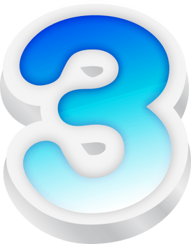 Number 3, Blue Gradient Text Effect 3D png